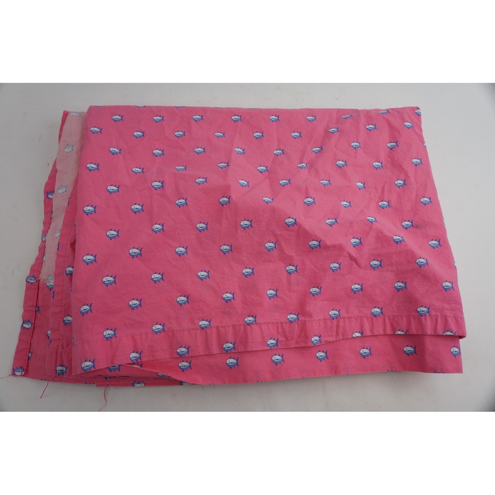 Southern Tide Flat Sheet Twin Pink Skipjack Fish Print Cotton Excellent